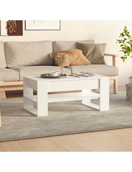 Tavolino da salotto bianco 102x55x45 cm legno multistrato