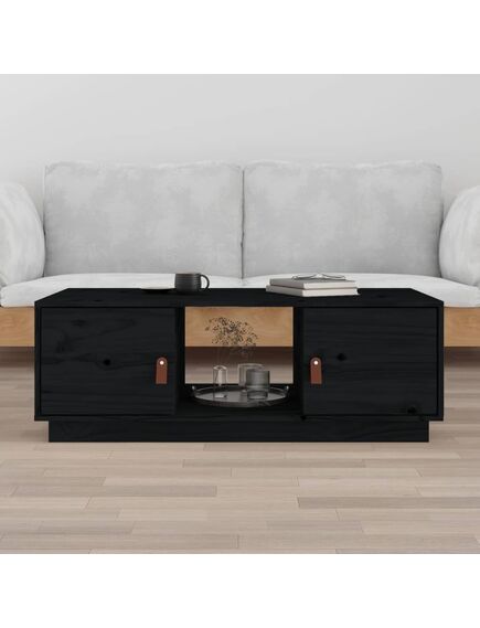 Tavolino da salotto nero 100x50x35 cm legno massello di pino