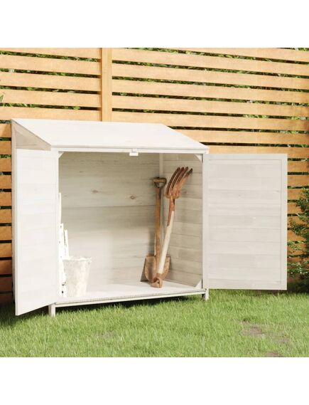 Capanno da giardino bianco 102x52x112cm legno massello di abete