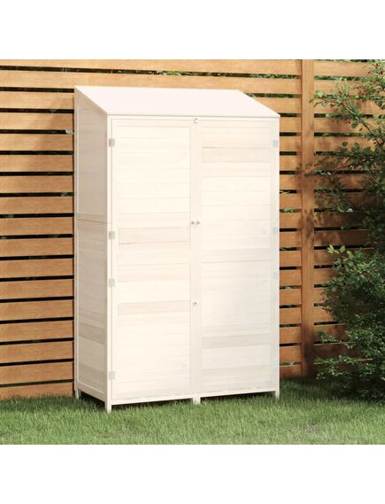 Capanno da giardino bianco 102x52x174,5 cm legno massello abete