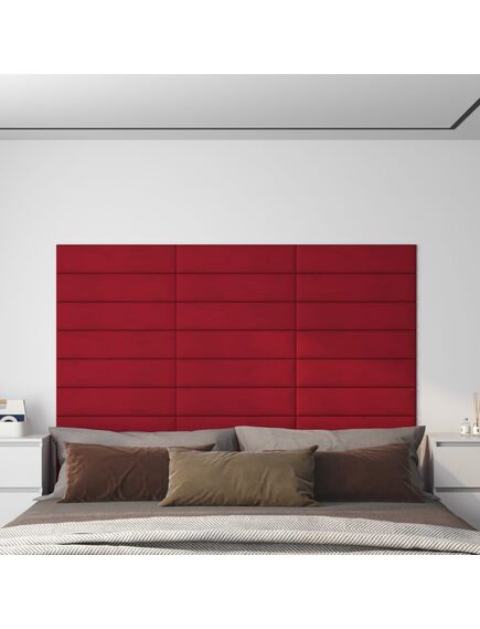 Pannelli murali 12 pz rosso vino 60x15 cm velluto 1,08 m²