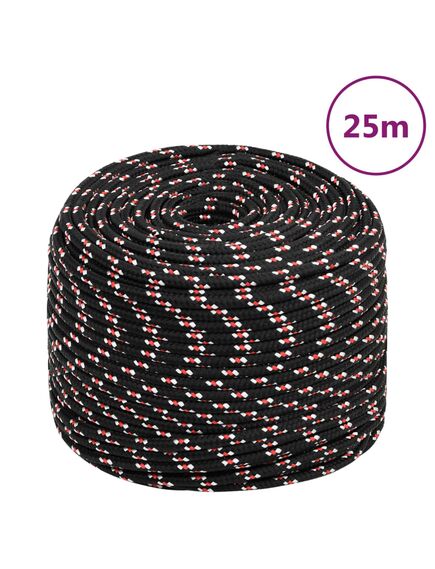 Corda nautica nera 10 mm 25 m in polipropilene