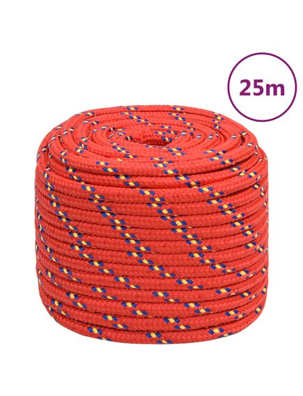 Corda nautica rossa 16 mm 25 m in polipropilene