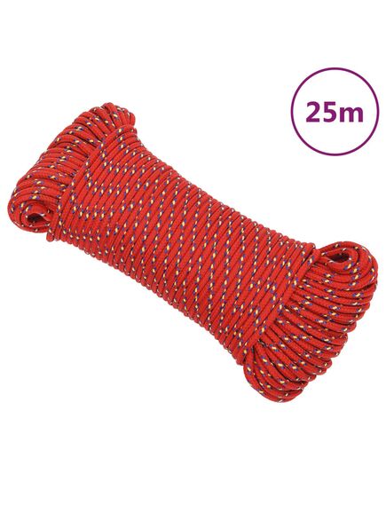 Corda nautica rossa 3 mm 25 m in polipropilene