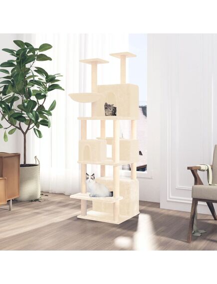 Albero per gatti con tiragraffi in sisal crema 180 cm