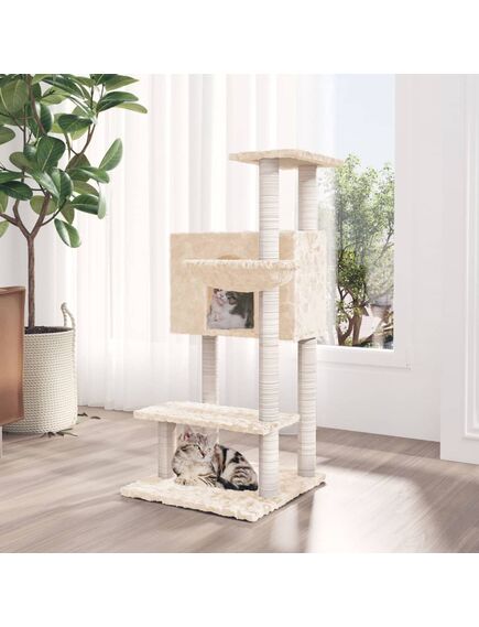 Albero per gatti con tiragraffi in sisal crema 108,5 cm