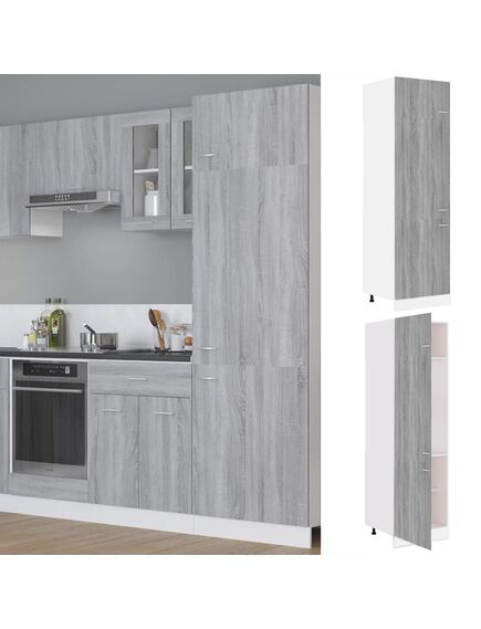 Armadio per frigo grigio sonoma 60x57x207 cm legno multistrato