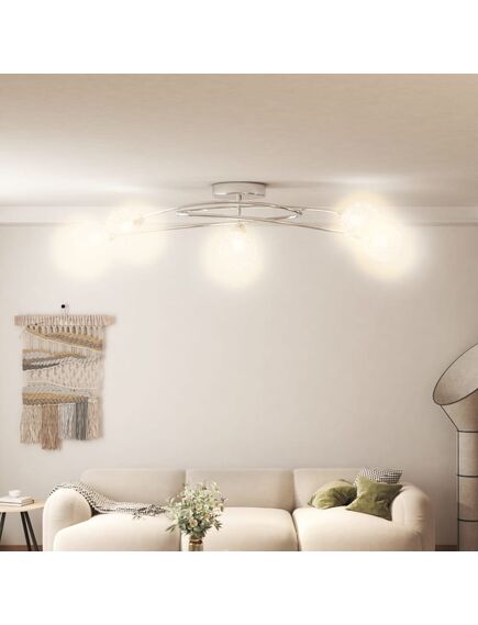 Lampada da soffitto con paralumi in rete per 5 luci led g9