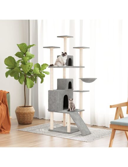 Albero per gatti con tiragraffi in sisal grigio chiaro 175 cm