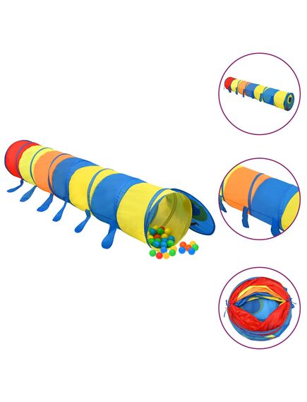 Tunnel gioco bambini 250 palline multicolore 245 cm poliestere