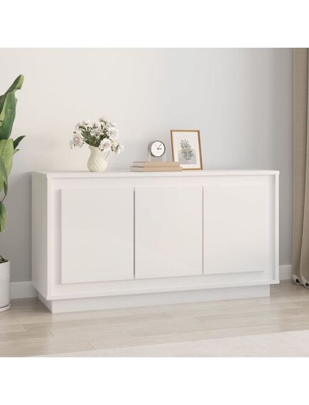 Credenza bianco lucido 102x35x55 cm in legno multistrato