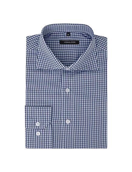 Camicia da lavoro da uomo bianca e blu marino a quadri tg xxl